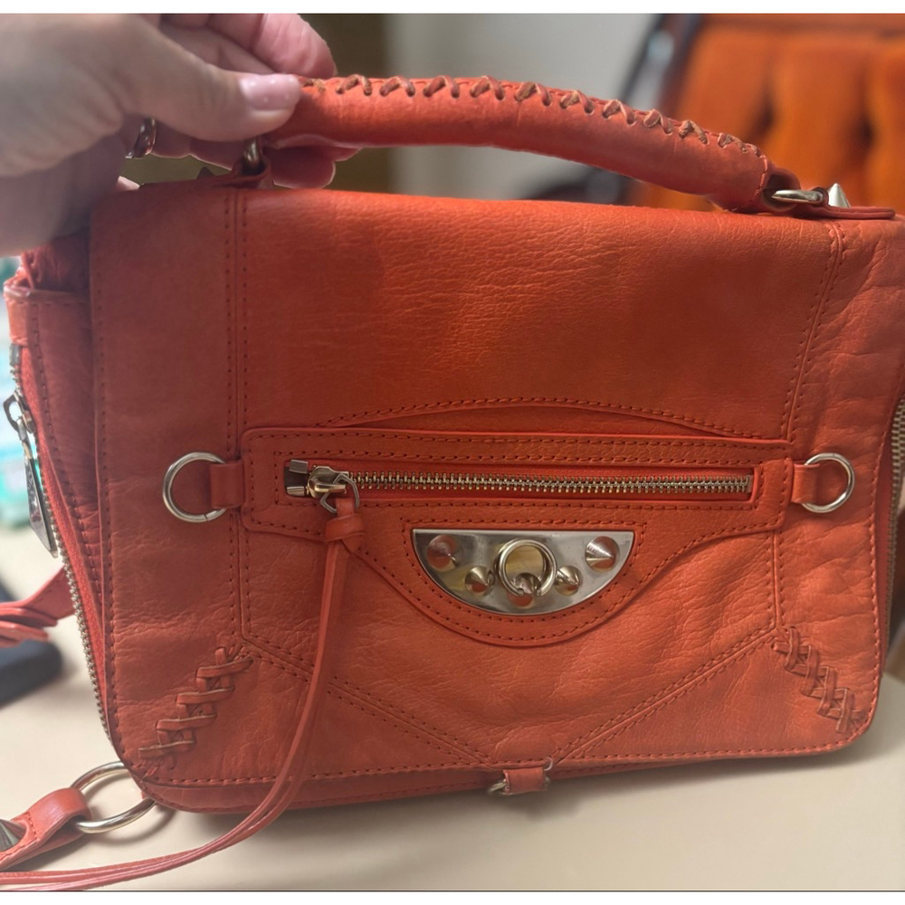 Sam Edelman Leather Crossbody Bag Orange/Silver One Size